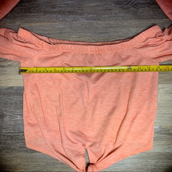 Heather Orange Long Sleeve Off Shoulder Crop Top - Picture 8 of 8